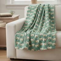 Highland Cow Blanket Throw - Green