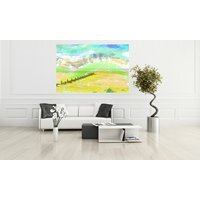 Yellow Beach Graphic Art Wrapped on Canvas - Yellow / 46cm - image 1