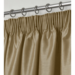 Luxury Faux Silk Plain Curtain Pair - Latte / 66in / 90in - thumbnail 2