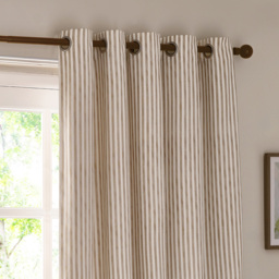 Hebden Striped Cotton Eyelet Curtain Pair - Natural / 229cm / 137cm - thumbnail 5