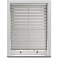 50mm Slat Grey Grained Faux Wood Venetian Blind With Strings 150cm Drop - Grey / 90