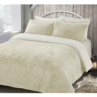 Alaska Cream Thermal Plush Fluffy Faux Fur Duvet Set - Cream / Superking