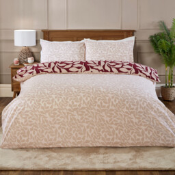 Carolina Leaf Duvet Set - Burgundy / Double - thumbnail 2