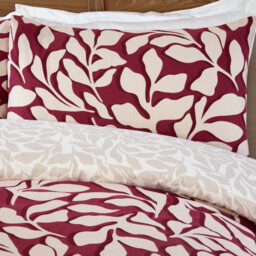 Carolina Leaf Duvet Set - Burgundy / Double - thumbnail 3