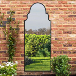 Arcus Crown Arch Leaner Outdoor Wall Garden Mirror - Black / 180cm - thumbnail 2