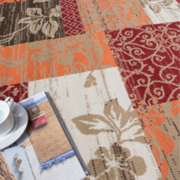 Red Terracotta Brown Floral Patchwork Living Room Rug - Red / 230 x 160cm - thumbnail 3