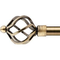16-19mm Cage Extendable Eyelet Metal Curtain Pole Set - Antique Brass / 120cm
