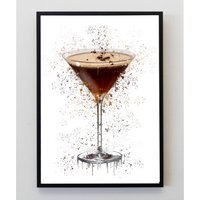 Espresso Martini Splatter Art Print - Brown / A4