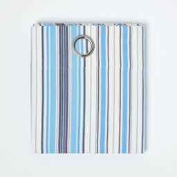 New England Stripes Ready Made Blue Curtain Pair - Blue / 228cm / 137cm - thumbnail 2