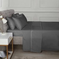 SND Percale 180 Thread Count Polycotton Plain Flat Sheet - Charcoal / Double