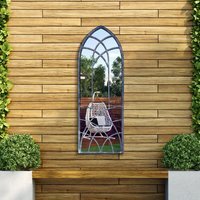 Chelsea Metal Arch Shaped WIndow Garden Mirror - Black - image 1