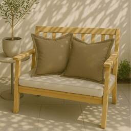 Plain Outdoor Cushion 45 x 45 cm, Set of 2 - Beige - thumbnail 5