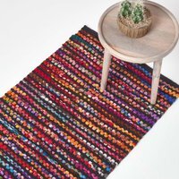 Homescapes Handwoven Recycled Chindi Folk Rug - Multi Colour / 200cm - thumbnail 1