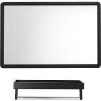 Livingandhome Black Wall Mirror with Shelf and Towel Bar - Black - image 1