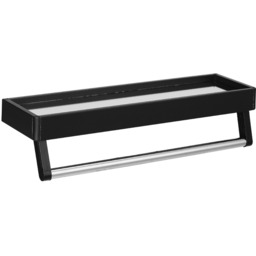 Livingandhome Black Wall Mirror with Shelf and Towel Bar - Black - thumbnail 3