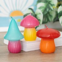 Set of 3 Mushroom Shaped Candles - Multicolour