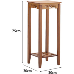 Bamboo Wooden 2 Layer Plant Flower Storage Square Shelf Bonsai Display - Brown - thumbnail 4