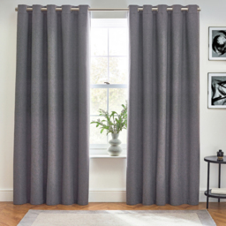 Dawn Textured Blackout Eyelet Curtains - Charcoal / 117cm / 137cm - thumbnail 3