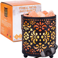 Himalayan Salt Lamp Metal Baskets - Black / 15.5cm / Floral - image 1