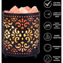 Himalayan Salt Lamp Metal Baskets - Black / Floral - thumbnail 2