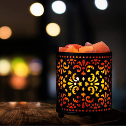 Himalayan Salt Lamp Metal Baskets - Black / Floral - thumbnail 5