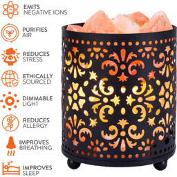Himalayan Salt Lamp Metal Baskets - Black / Floral - thumbnail 3