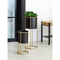 Trosa Large Black And Gold Floor Standing Planter - Black