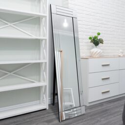 MirrorOutlet Bevelled Square Corner Cheval Free Standing Mirror 150 X 40cm - Clear - thumbnail 2