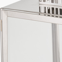 Stainless Steel and Glass Rectangular Lantern - Silver / 48cm - thumbnail 5