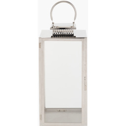 Stainless Steel and Glass Rectangular Lantern - Silver / 48cm - thumbnail 2