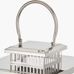Stainless Steel and Glass Rectangular Lantern - Silver / 48cm - thumbnail 4