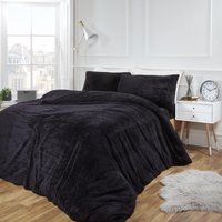 Teddy Fleece Duvet Cover Set - Black / Double - image 1