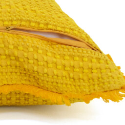 Soft Waffle Fringe Edge Cushion - Ochre - thumbnail 2