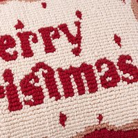 Candy Merry Christmas Tufted Feather Filled Cushion 50 x 30cm - Red/White - image 1