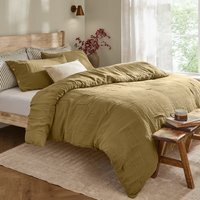Lark Muslin Cotton Duvet Cover Set - Olive / Double - image 1