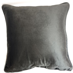Piped Velvet Cushion Cover (43x43) - Charcoal - thumbnail 3