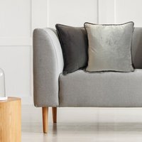 Piped Velvet Cushion Cover (43x43) - Charcoal - thumbnail 1