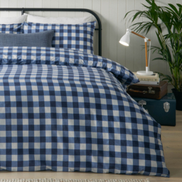 Hartsford Gingham Check Duvet Cover Set - Navy / King - thumbnail 3
