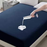 Premium Quality Waterproof Fitted Sheet - navy / Double - image 1
