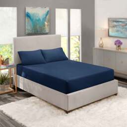 Premium Quality Waterproof Fitted Sheet  - navy / Double - thumbnail 2