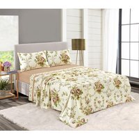 Olivia Flannelette Sheet Set - Natural / Double