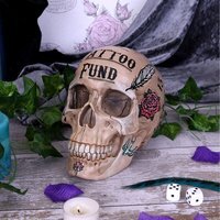 Natural Bone Coloured Traditional, Tribal Tattoo Fund Skull - 16cm - image 1