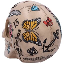 Natural Bone Coloured Traditional, Tribal Tattoo Fund Skull - 16cm - thumbnail 4