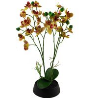 Realistic Large Pink Yellow Artificial Orchid in Ceramic Planter - Yellow Pink