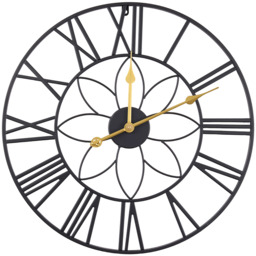 24 Inch Classic Metal Decorative Non-Ticking Wall Clock - Black + Gold - thumbnail 2