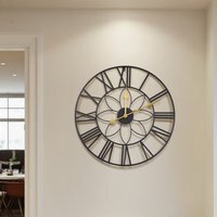 24 Inch Classic Metal Decorative Non-Ticking Wall Clock - Black + Gold - thumbnail 1