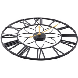 24 Inch Classic Metal Decorative Non-Ticking Wall Clock - Black + Gold - thumbnail 3