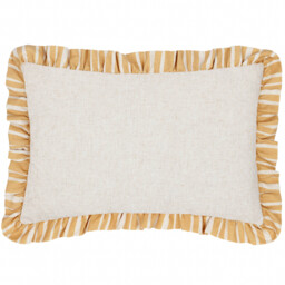 Carmon Stripe Ruffle Cushion - Linen/Ochre / Polyester - thumbnail 2