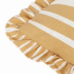 Carmon Stripe Ruffle Cushion - Linen/Ochre / Polyester - thumbnail 4