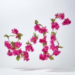 Homescapes Set of 3 Cream, Cerise  Pink Artificial Blossom Flower Garlands - Cream, Cerise, Pink - thumbnail 4